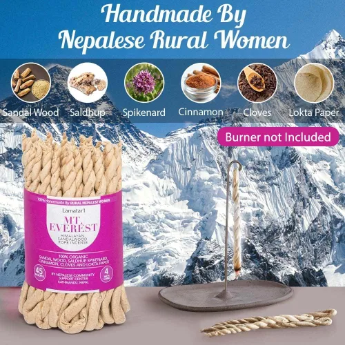 Miniatura 3 de Incienso de cuerda tibetana orgánica de madera del Himalaya hecha a mano en Nepal (cada paquete contiene APPR. 45 en cuerdas)