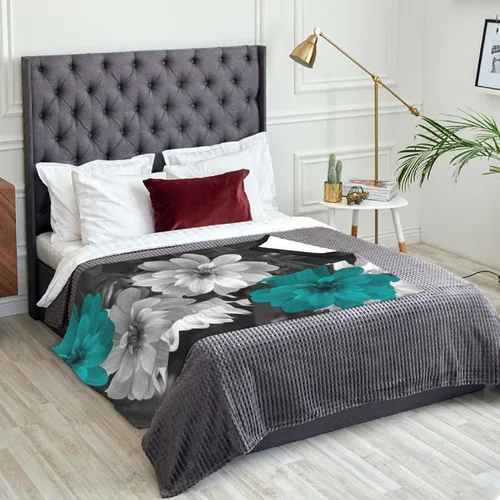 Miniatura 5 de Te-al - Manta floral gris con flores Te-al para sofá cama, manta de franela suave y mullida para cama, sofá, silla, decoración floral Te-al, 40 x 50