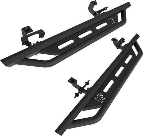 RYNOSKIN - Estribos laterales para 2018-2025 Jeep Wrangler JL 2 puertas, pasos de roca resistentes, estribos laterales SUV de acero, barras Nerf