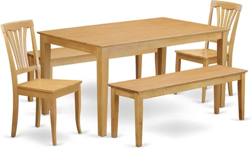 Miniatura 17 de East West Furniture CAAV5-LWH-W - Juego de muebles de comedor de 5 piezas, incluye una mesa de comedor rectangular y 4 sillas de asiento de madera
