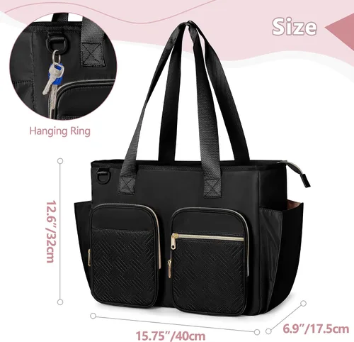 Miniatura 6 de Bolso para profesores con compartimento para laptop, bolsa grande para trabajo y suministros para profesores, color negro (vacío, diseño patentado)