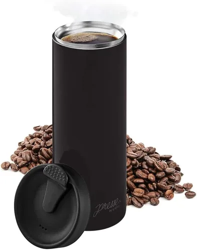 bobble Prensa de café francesa, uso sobre la marcha, preparación rápida, diseño delgado, aislamiento de triple pared, 14 onzas (negro)