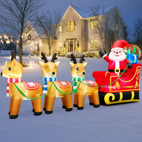 Miniatura 11 de Inflables de Navidad de 6 pies de alto para exteriores, árbol de Papá Noel, decoración de perro, luces LED integradas, divertidas decoraciones
