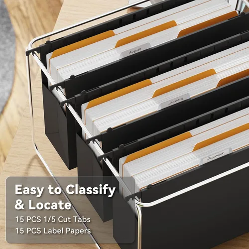 Miniatura 4 de Ansook Carpetas colgantes de tamaño legal, carpeta de archivos de expansión de 3 pulgadas para colgar con pestañas de 1/5, paquete de 6 carpetas
