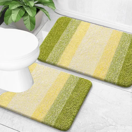 Miniatura 27 de OLANLY Juego de 2 alfombras de baño de microfibra suave y absorbente, antideslizantes, se pueden lavar y secar a máquina, alfombras de baño peludas