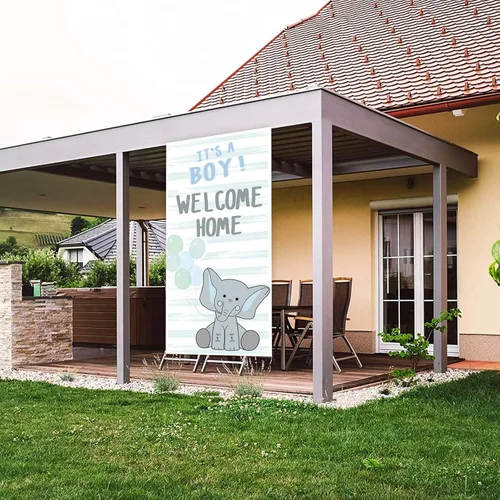 Miniatura 5 de Cartel de elefante de dibujos animados con texto en inglés "It's A Boy Welcome Home" con texto en inglés "It's A Boy" (Bienvenido a casa) lindo