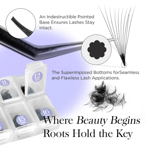 Miniatura 3 de BEYELIAN Extensiones de pestañas prefabricadas con 500 abanicos de 0.003 in, 10D/20D C/D, extensiones de pestañas rizadas con volumen, extensiones
