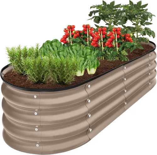 Miniatura 17 de Best Choice Products Cama de jardín elevada de metal para exteriores de 8 x 2 x 1 pies, maceta ovalada de raíces profundas para verduras, flores