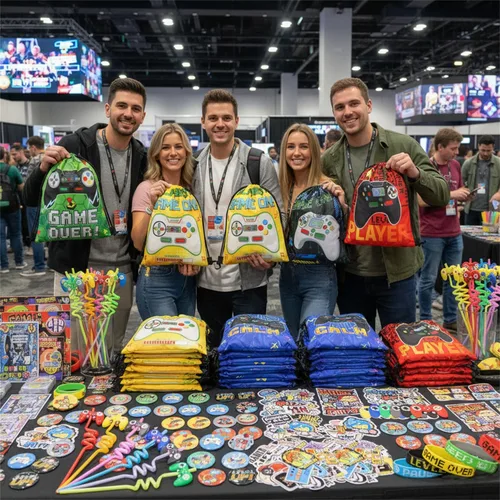 Miniatura 7 de Sadnyy 140 piezas de regalos de fiesta de videojuegos, decoraciones de cumpleaños, bolsas con cordón con pulseras de silicona, llaveros, pajitas