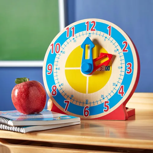 Miniatura 9 de Reloj de madera educativo para niños, con tarjetas reversibles de hora; juguete "Turn & Tell" de Melissa & Doug