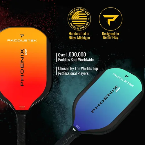 Miniatura 2 de Paddletek Phoenix G6 - Paleta de pickleball profesional con núcleo de panal, superficie de policarbonato, núcleo de policarbonato de grafito y Rojo