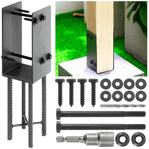 Miniatura 12 de 4"x4" (Real 3.5"x3.5") Soporte de poste en U de acero inoxidable, anclaje de poste para hormigón húmedo, soporte de base de poste resistente