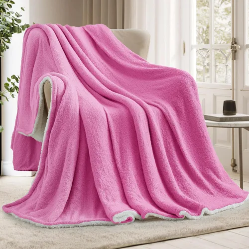 Miniatura 5 de Manta de forro polar sherpa ultrasuave de 60 x 80 pulgadas, tamaño individual, manta de punto acogedora y cálida de 480 GSM para invierno, manta