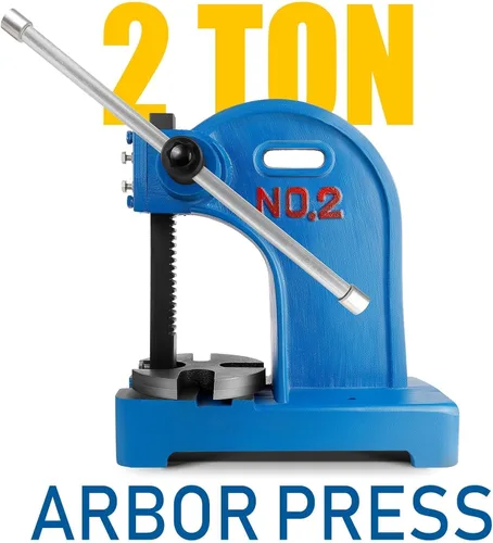 Miniatura 2 de Prensa de árbol de 2 toneladas con rueda de mano, prensa manual de hierro fundido resistente de 2 toneladas, altura máxima de 8.7 pulgadas, máquina