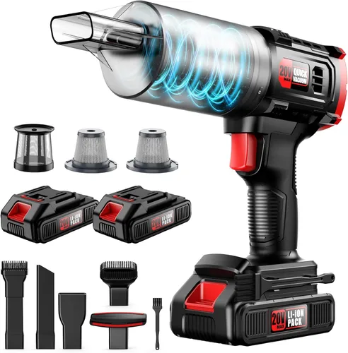 Miniatura 10 de Aspiradora de mano sin cable - 35000 PA fuerte succión para automóvil y hogar, aspiradora de automóvil portátil recargable ligera para pelo