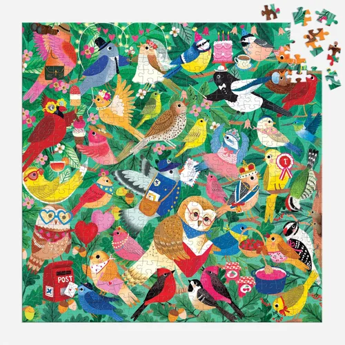 Miniatura 4 de Mudpuppy Birding Around - Rompecabezas familiar de 500 piezas con ilustraciones coloridas y divertidas de pájaros felices para niños de 8 años