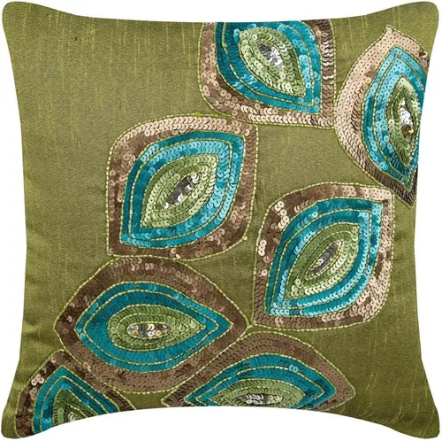 Miniatura 34 de The HomeCentric Fundas de almohada decorativas con bordes de 12 x 12 pulgadas Funda de cojín de seda de arte moderno Fundas de almohada verdes