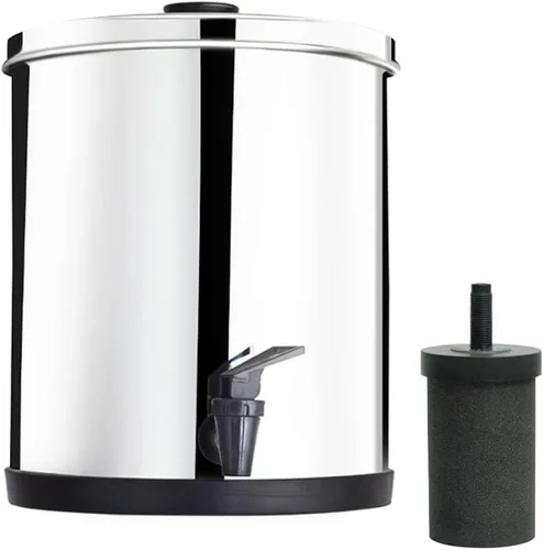 AquaEasy Go Dispensador de filtro de agua de acero inoxidable de 50 tazas, capacidad extragrande, potente filtración rápida del 99%, dura 250