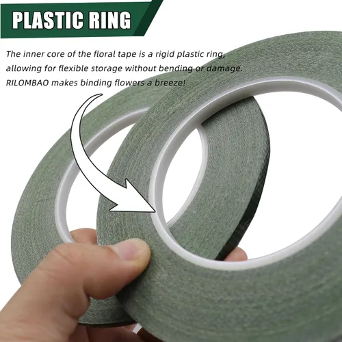 Miniatura 6 de Paquete de 2 cintas de flores verdes de fuerte adherencia – 1/4 de pulgada de ancho, cinta adhesiva impermeable multiusos para bodas