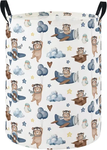 Miniatura 30 de Cesta de lavandería para bebé, cesta para bebé, para guardería, niños y niñas, lindos juguetes para niños, organizador de almacenamiento bohemio