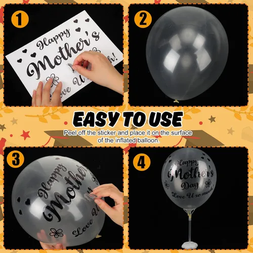 Miniatura 6 de Estune 60 hojas de globos de feliz cumpleaños, suministros de fiesta de cumpleaños, calcomanías transparentes para globos Bobo de decoración