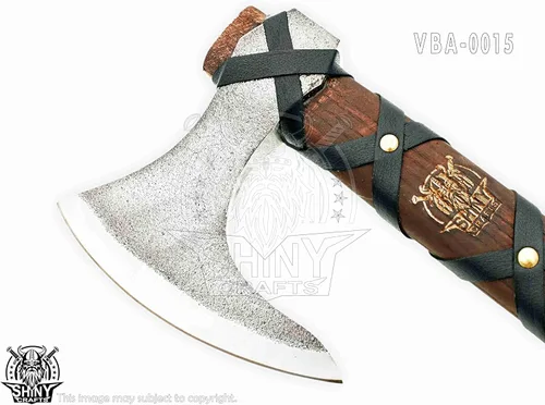 Miniatura 4 de Hacha vikinga hecha a mano – Hoja nórdica grabada con mango de madera, regalo único para hombres, coleccionistas, cosplay y decoración medieval