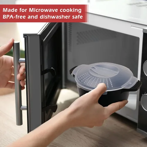 Miniatura 3 de Utensilios de cocina micro profesionales pequeños de 1 cuarto de galón, vaporizador para microondas para verduras, cocina de microondas, sin BPA