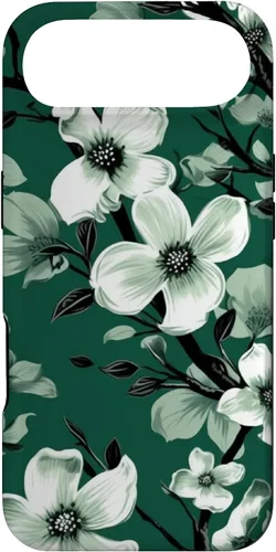 Miniatura 26 de White Dogwood Flower Pattern Green Black & White Case for iPhone 17