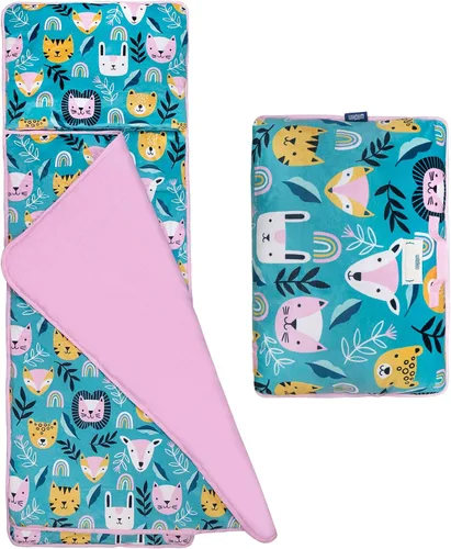 Miniatura 9 de Wildkin Tapete para siesta de terciopelo para niñas – Tapete suave y acogedor para dormir con manta integrada para guardería, preescolar, jardín