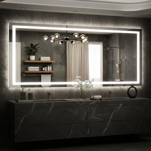 Miniatura 17 de Espejo de tocador LED de 24 x 36 para baño, espejo LED frontal y retroiluminado para baño con 3 luces de color, espejo de tocador de pared