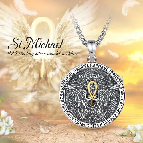 Miniatura 33 de Vito Collar de plata de ley 925 para mujeres y hombres, San Benito, crucifijo, Caravaca, San Cristóbal, San Judas, medalla patronal, amuleto