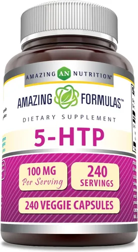Miniatura 7 de Amazing Formulas Suplemento 5-HTP (hidroxitriptófano), 100 mg por porción, cápsulas vegetarianas, sin OMG, sin gluten, fabricado en Estados Unidos
