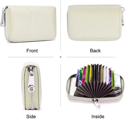 Miniatura 2 de EASTNIGHTS Cartera de cuero genuino para tarjetas de crédito RFID con cremallera