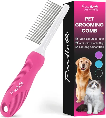Miniatura 12 de Poodle - Peine Rastrillo Desenredante para Perros y Gatos - Cuchillas Largas de Acero de Seguridad de 2.5" Peine de Metal para Desenredar Pelo