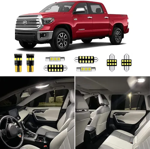 Juego de 18 luces LED interiores Tundra para Toyota Tundra 6000K 2007-2018 2019 2020 2021 Toyota Tundra 6000K Blanco superbrillante LED de repuesto