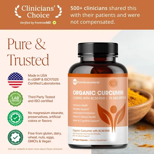 Miniatura 8 de Curcumina de cúrcuma orgánica con pimienta negra y BCM-95 - para el apoyo inflamatorio, salud cerebral e inmune - 60 cápsulas veganas de cúrcuma