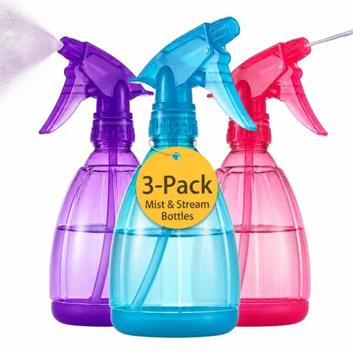 Miniatura 9 de DilaBee Botella Rociadora Rosa (Paquete de 1 - 12 Oz) Botellas Rociadoras de Plástico para Limpieza, Cabello, Plantas, Cocina, BBQ - Rociador de Azul