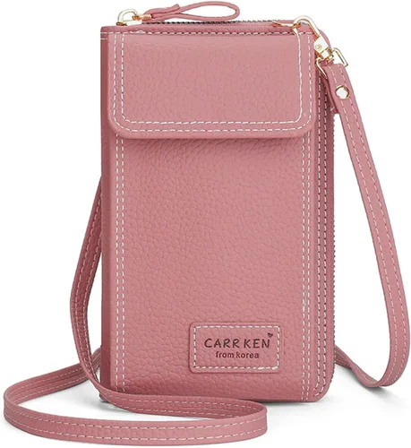 Miniatura 11 de Bolsa cruzada de piel para teléfono celular, con ranuras para tarjetas con protección de interferencia de radiofrecuencia (RFID), de cuero