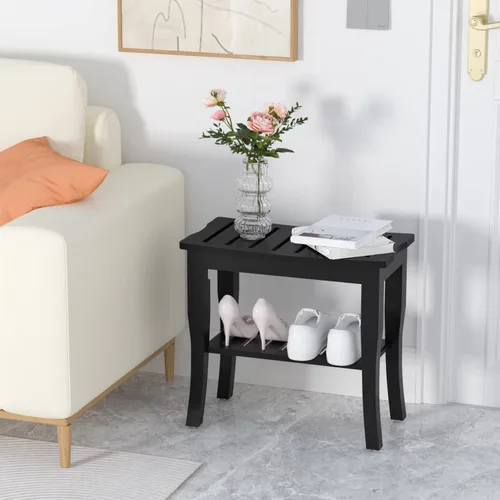 Miniatura 5 de Domax Bancos de ducha de bambú para ducha interior, asiento de banco de baño, taburete de ducha de madera impermeable con estante de almacenamiento