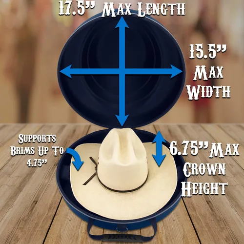 Miniatura 3 de CASEMATIX Caja de sombrero de vaquero y almacenamiento portátil para sombreros de vaquero para bordes de hasta 4.75 pulgadas, funda rígida