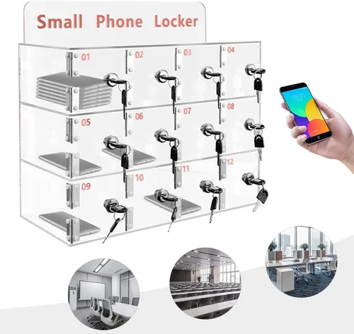 Miniatura 7 de Caja de casilleros para teléfono celular, armario de almacenamiento para teléfono celular montado en la pared, bolsillo transparente, caja de 20