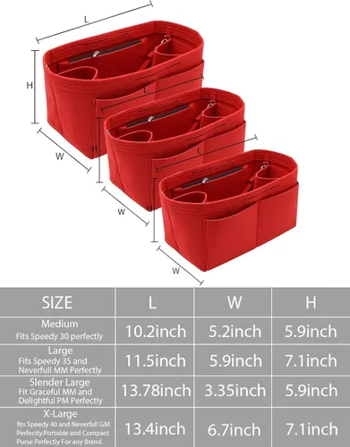 Miniatura 7 de Organizador de fieltro para bolso, bolsillo con cremallera y dos soportes extraíbles para botellas, Beige, rojo, negro, gris, café, rosa iluminado