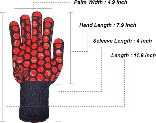 Miniatura 2 de J H Guante de horno resistente al calor: certificado EN407 932 °F, 2 capas de revestimiento de silicona, guantes de horno para cocinar, cocina