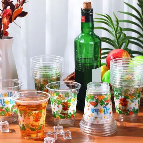 Miniatura 7 de Blulu 60 tazas Tiki para fiesta, hawaiano, Luau, vasos de plástico desechables Aloha Tiki, suministros de plástico para bebidas hawaianas Luau