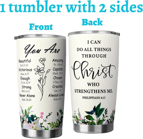Miniatura 3 de Regalos Cristianos para Mujeres - Taza de Acero Inoxidable de 20oz Inspiradora Regalo Religioso - Fe Jesús Dios Versículo de la Biblia