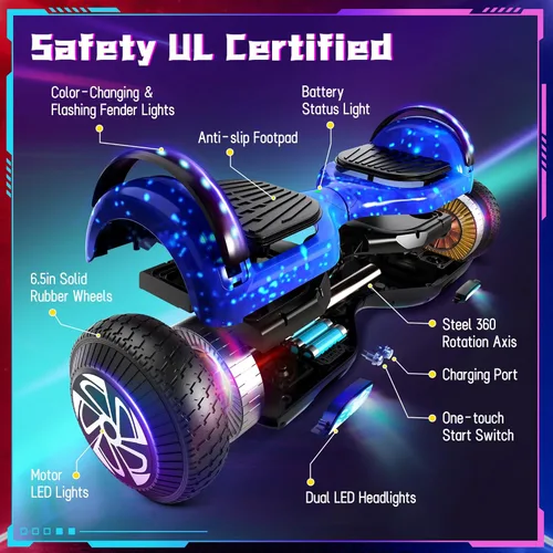 Miniatura 4 de SISIGAD Scooter, 6.5" Flash Wheels & Corlorful LED Lights, All for Girls Boys Kids Ages 6+ H-Star Azul