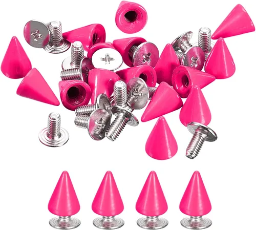 uxcell 100 juegos de tachuelas de cono de 0.39 x 0.394 pulgadas y remaches de metal para ropa, cinturones, bolsas, zapatos, manualidades, cuero,