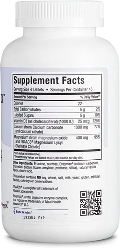 Miniatura 3 de Maxi Health Complejo de calcio masticable, sabor a vainilla, vitamina D3 y magnesio masticables para ayudar a apoyar los huesos, suplemento Kosher