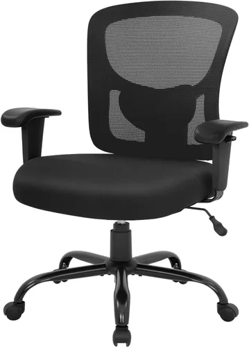 Miniatura 10 de PayLessHere Silla de escritorio ergonómica, silla de oficina, silla de computadora de 500 libras con soporte lumbar, asiento ancho, brazos de Blanco