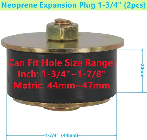 Miniatura 2 de Tapón de goma para automóvil de 1-3/4 pulgadas a 1-7/8 pulgadas, enchufe de expansión de neopreno de 1.732 in a 1.850 in, paquete de 2